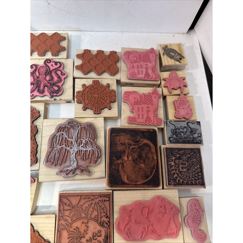 Assorted Rubber Stamp Lot Of 34 Most New - Picture 4 of 5